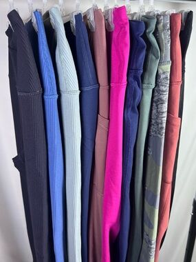Bundle of 11 Assorted Size Large Active Leggings - Mixed Colors, Lengths, Brands
